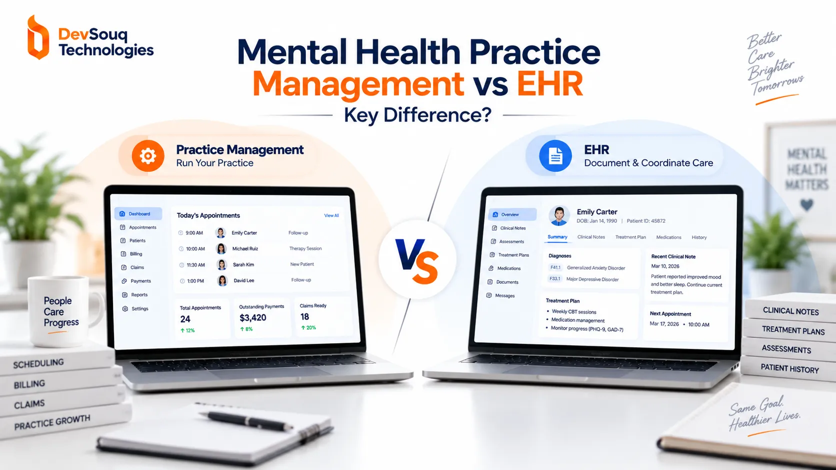 Mental Health Practice Management vs EHR Key Difference