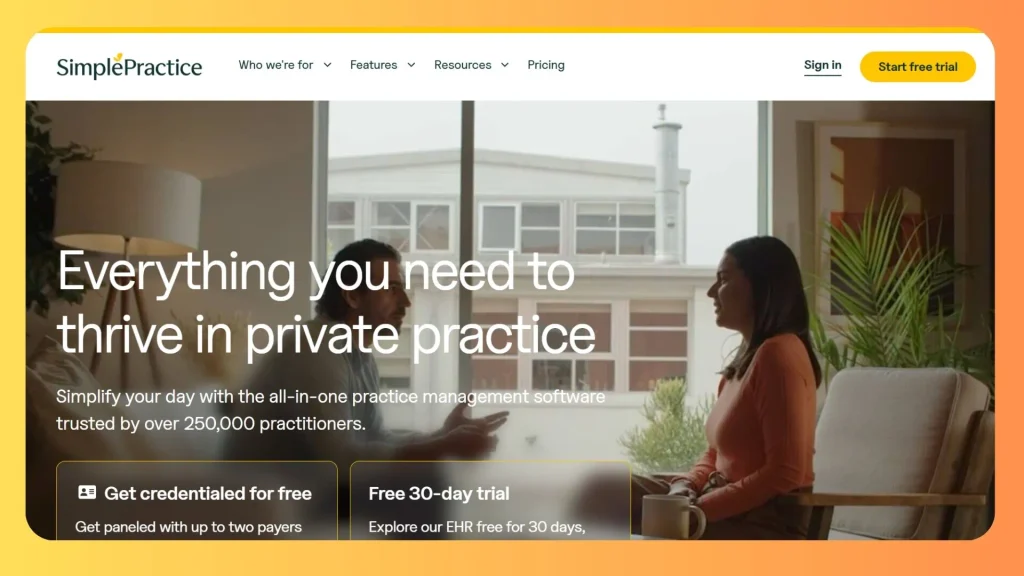 3. SimplePractice - Best for an All in One Interface